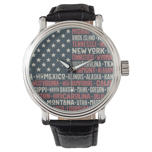 USA |Staaten und Hauptstädte Armbanduhr (Vorderseite)