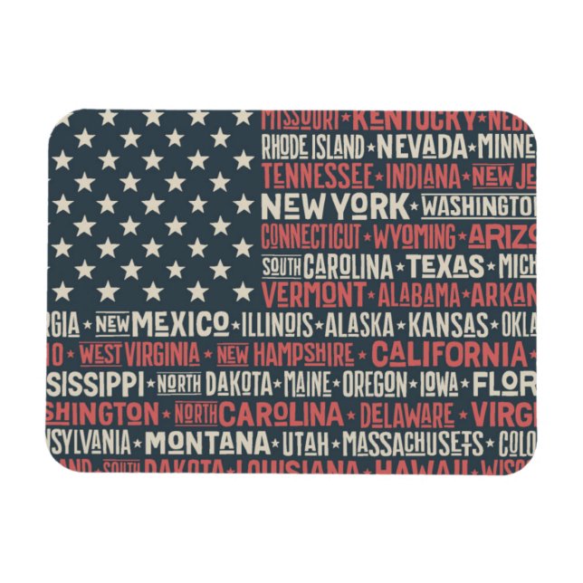 USA |Staaten und Hauptstädte Magnet (Horizontal)