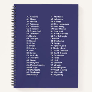 USA-Staatenabkürzungen – Spiralnotizbuch Notizbuch