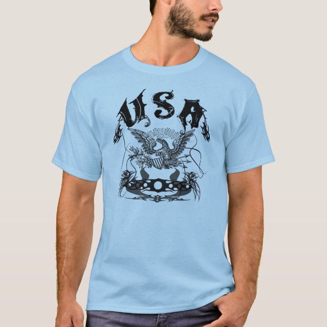 USA Stammes- Schwarzes T-Shirt (Vorderseite)