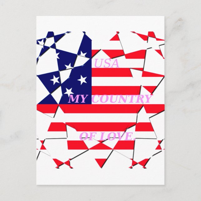 USA Star Spangled Liebe My Country of Liebe Postkarte (Vorderseite)
