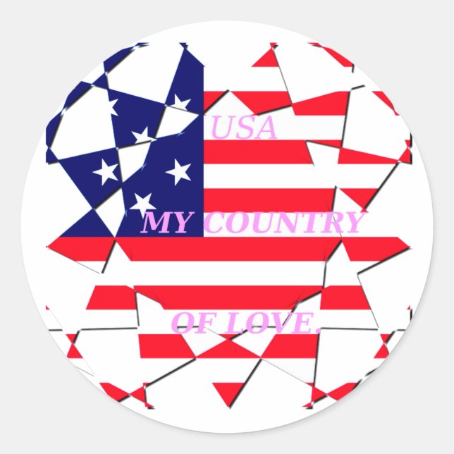USA Star Spangled Liebe My Country of Liebe Runder Aufkleber (Vorderseite)