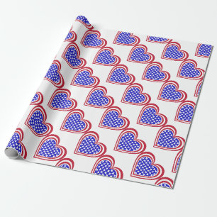 USA/Stars und Streifen Flagge-inspirierte Herzen Geschenkpapier