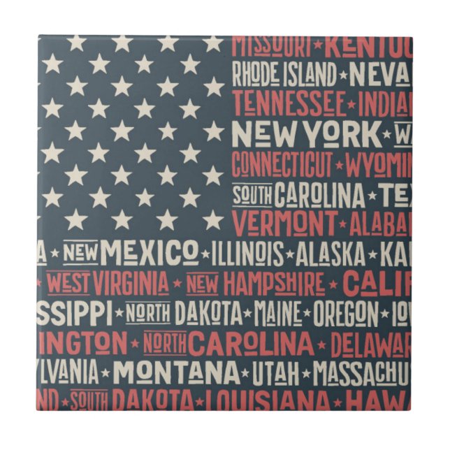 USA |States u. Kapitalien Fliese (Vorderseite)