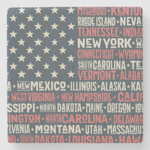 USA States u. Kapitalien Steinuntersetzer