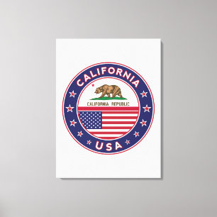 USA_STATES - WITH_FLAG_California_circle_with_flag Leinwanddruck