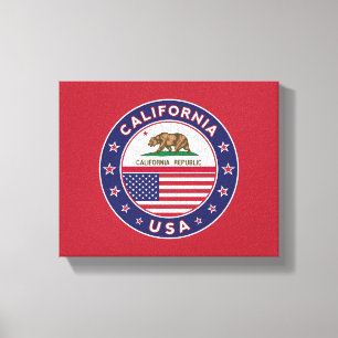 USA_STATES - WITH_FLAG_California_circle_with_flag Leinwanddruck