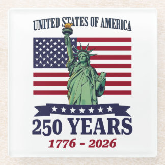 USA Statue of Liberty 250 Years 1776-2026 Glasuntersetzer