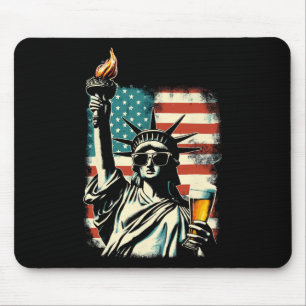 USA Statue Of Liberty 4. Juli Party Bier Lustig Mousepad