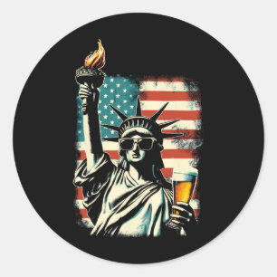 USA Statue Of Liberty 4. Juli Party Bier Lustig Runder Aufkleber