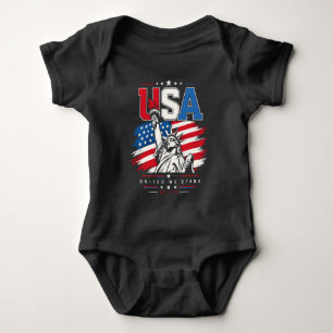 USA Statue of Liberty abgenutzte Flagge Patriotisc Baby Strampler