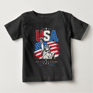 USA Statue of Liberty abgenutzte Flagge Patriotisc Baby T-shirt