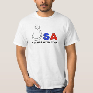 USA steht mit Nazaräer-Kirche und Israel T-Shirt