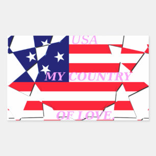 USA Sternbesprenkelte Liebe Mein Land der Liebe Rechteckiger Aufkleber