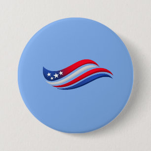 USA Sterne & Streifen Welle Wurfkissen   Rot Weiß Button