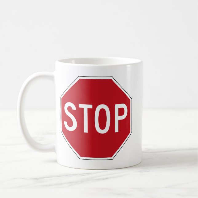 USA-Stoppschild Kaffeetasse (Links)