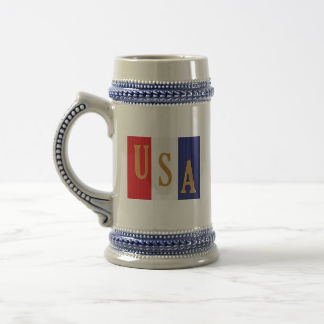 USA-Streifen-Dekor Bierglas (Links)
