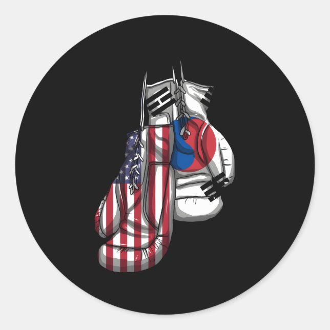 USA - Südkorea - Flag für gemischte DNA Runder Aufkleber (Vorderseite)
