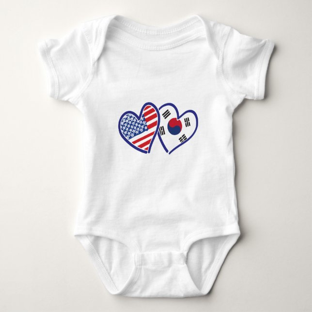 USA Südkorea Liebe Herz Baby Strampler (Vorderseite)