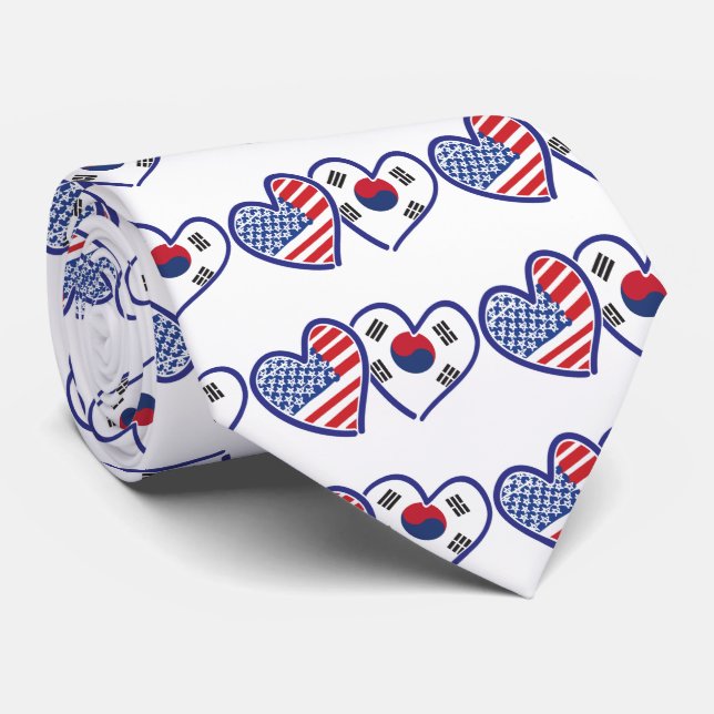 USA Südkorea Liebe Herz Krawatte (Gerollt)