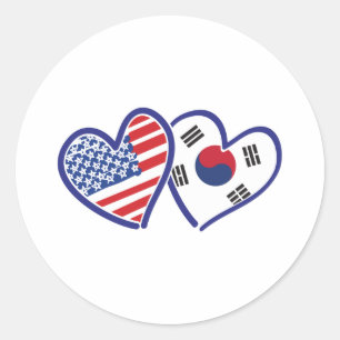 USA Südkorea Liebe Herz Runder Aufkleber
