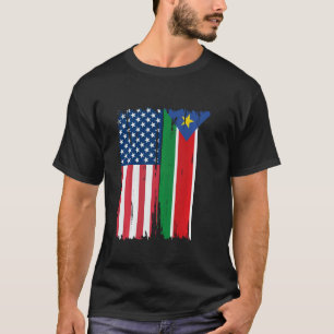 USA Südsudan Halbamerikanische Flaggenroots T-Shirt