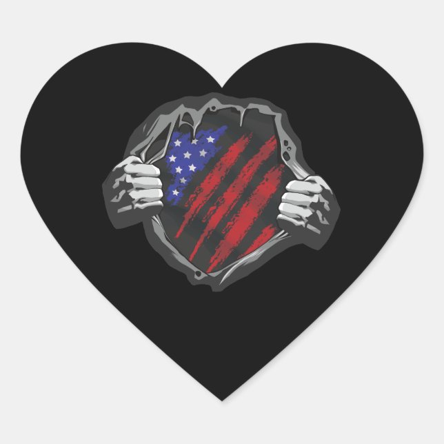 USA Superherd Costume Flag Herz-Aufkleber (Vorderseite)