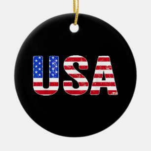USA T-Shirt Patriotische Amerikanische Flagge Männ Keramik Ornament