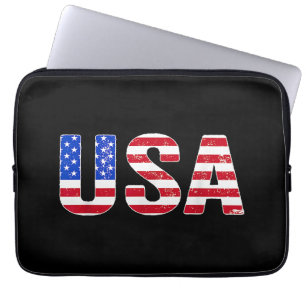 USA T-Shirt Patriotische Amerikanische Flagge Männ Laptopschutzhülle
