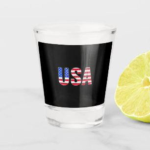USA T-Shirt Patriotische Amerikanische Flagge Männ Schnapsglas