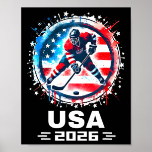 USA-Team 2026 Hockey Amerikanische Flagge Frauen M Poster