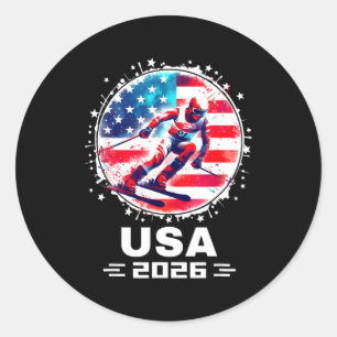 USA-Team 2026 Skishirt für Männer Frauen Kinder Runder Aufkleber