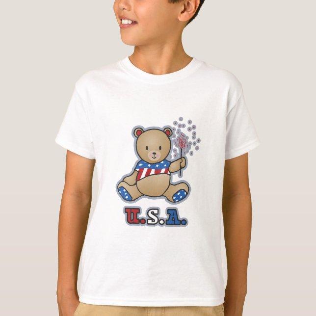USA Teddy Bear Girls T - Shirt (Vorderseite)