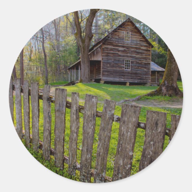 USA, Tennessee, Cabin in Cades Cove Runder Aufkleber (Vorderseite)
