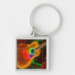 USA, Texas, Austin. Neon-Gitarre bei Erpressung Schlüsselanhänger