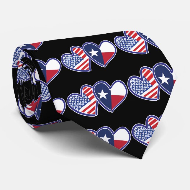 USA-Texas-Flag-Herz Krawatte (Gerollt)