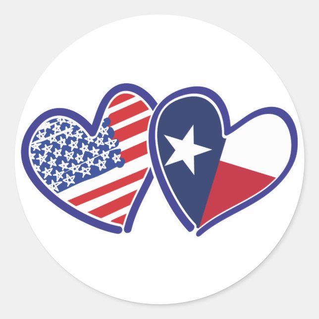 USA-Texas-Flag-Herz Runder Aufkleber (Vorderseite)