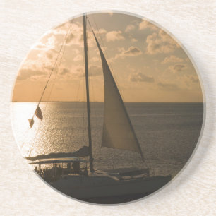 USA, Texas, South Padre Island. Segelboot Getränkeuntersetzer
