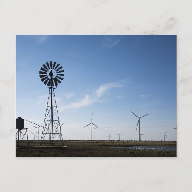 USA, Texas, Vega, Alte Ranch, Windmühle und Wasser Postkarte (Vorderseite)