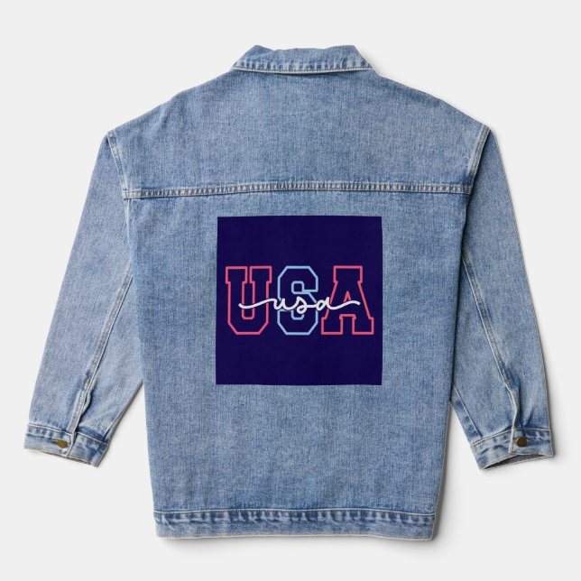 USA Text 4. Juli Design-62118 Jeansjacke (Rückseite)