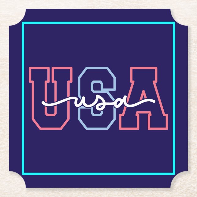 USA Text 4. Juli Design-62118 Untersetzer (Vorderseite)