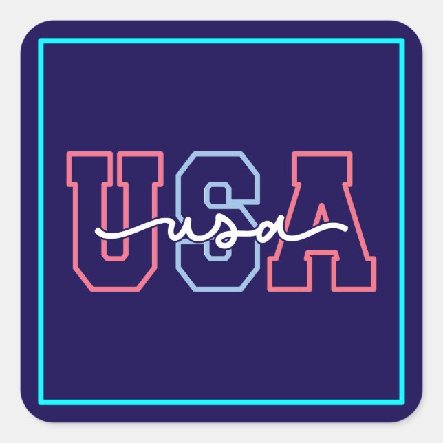 USA Text 4th Of July Design-62118 Quadratischer Aufkleber (Vorderseite)