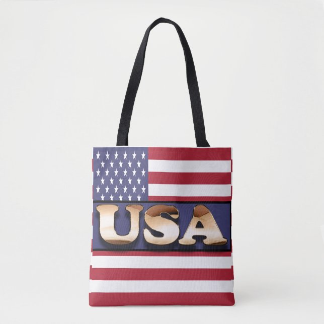 USA Text American Flagge Tasche (Vorderseite)
