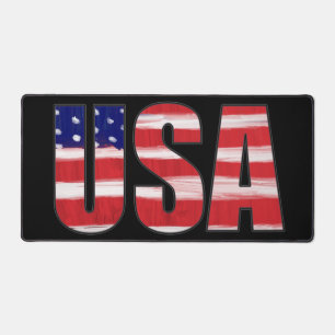 USA Text in Flag Farben Schreibtischunterlage