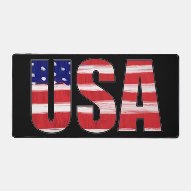 USA Text in Flag Farben Schreibtischunterlage (Vorderseite)
