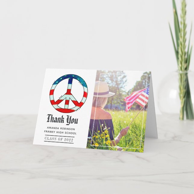 USA Thema Abschluss Foto Vielen Dank Dankeskarte (Vorderseite)