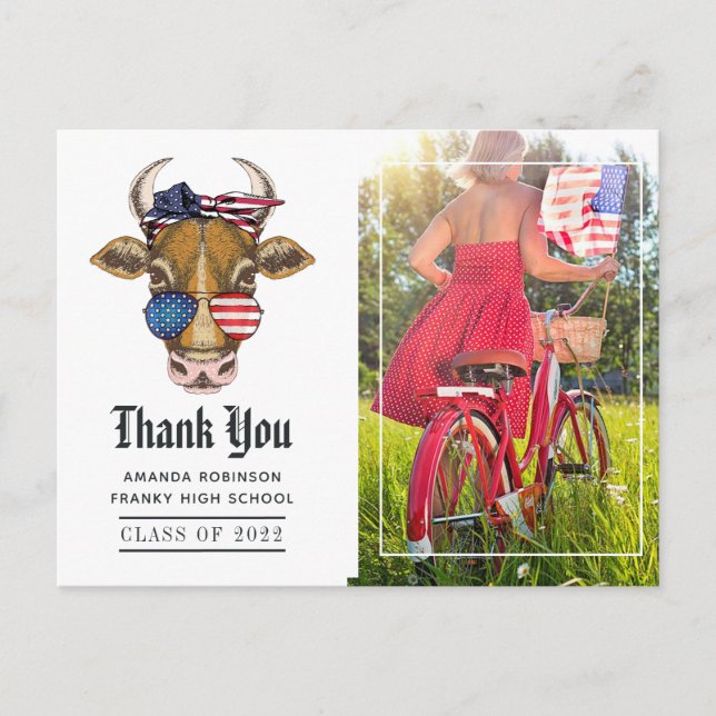 USA Thema Abschluss Foto Vielen Dank Postkarte (Vorderseite)