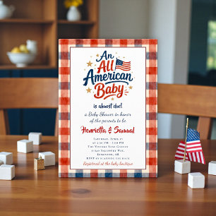 USA Thema Paare Baby Shower Einladung Gingham