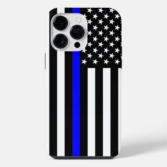 USA Thin Blue Line iPhone 14 Pro Max Hülle (Rückseite)