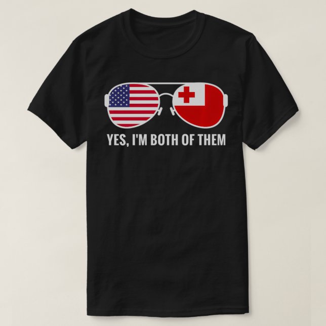 USA Tonga Flag Sunglasses Tongan Americans asperge T-Shirt (Design vorne)